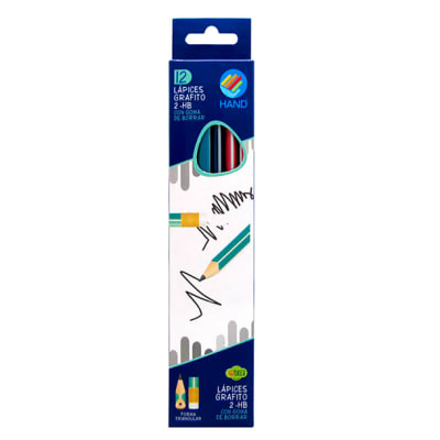 LAPICES GRAFITO CON GOMA TRI 12UN HAND