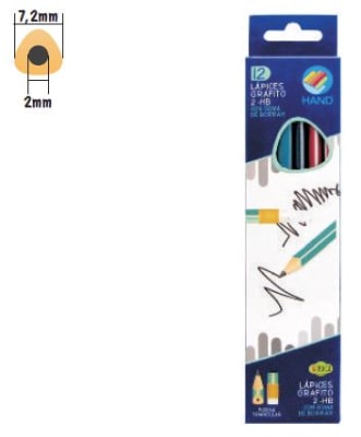 LAPICES GRAFITO CON GOMA TRI 12UN HAND