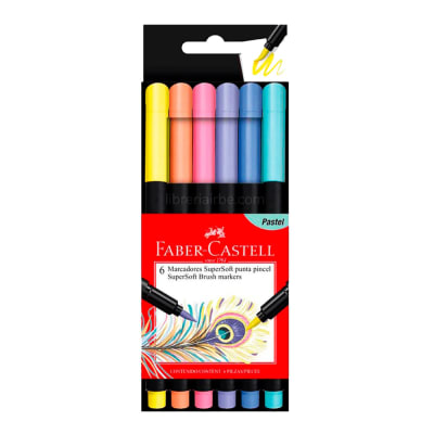 Marcadores Supersoft punta pincel estuche carton x6 pastel