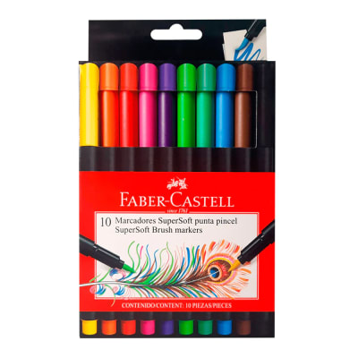 Marcadores Supersoft punta pincel estuche carton x10 