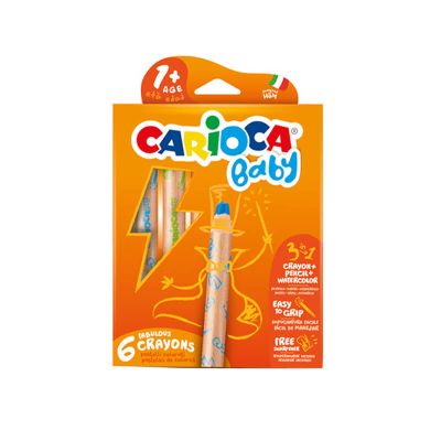 CRAYON 3 EN 1 BABY 6 COLORES CARIOCA