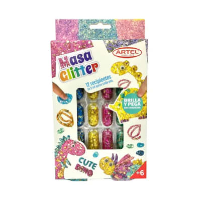Set 12 colores Masa Glitter