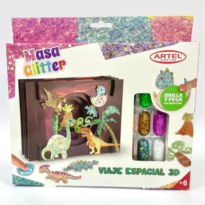 Set  Masa Glitter Dinosaurios 3D