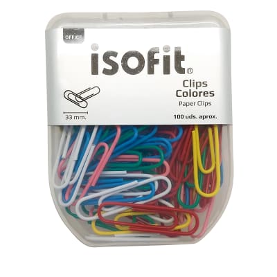 CLIPS ISOFIT-DSG METAL 33 MM COLsurtido C/plast100