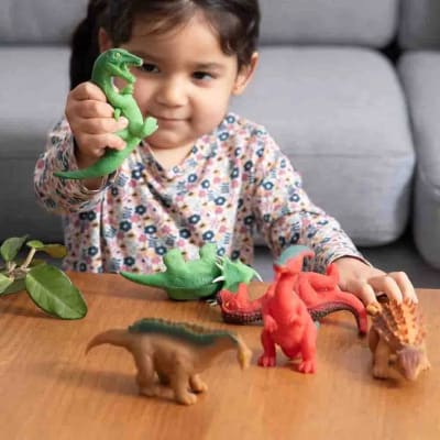 SET DINO APRETABLE DINO VERDE Y CAFÉ