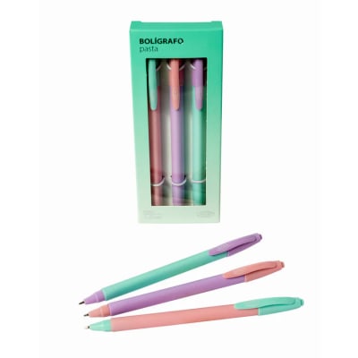 Set bolígrafos pasta 3un cuerpo pastel
