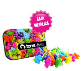 BL. CAJA METAL. PUSH PINS FLOR 30 UNI