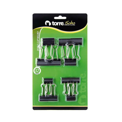 BL.DOBLE CLIP NEGRO MIX 19MM-25MM 12 UNIDADES