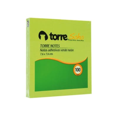 TORRE NOTES VERDE NEON 7.6X7.6 CM 100 HJ