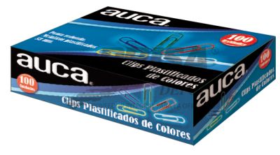 CLIPS PLASTIFICADOS COLORES C/100UN AUCA
