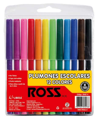 PLUMONES ROSS DE 12 COLORES