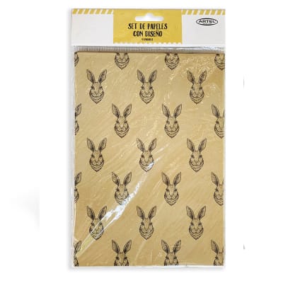 SET DE 4 PAPELES KRAFT C/DISEÑO ARTEL