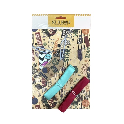 SET PAPELES REGALO + CINTAS + TARJETAS JUVENIL