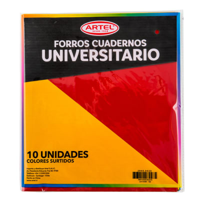 BOLSA CON 10 FORRO CUAD UNIV COLORES