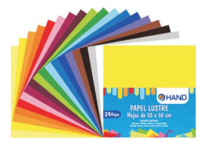 PAPEL LUSTRE 24 HOJAS 10x10cm HAND