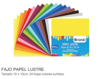 PAPEL LUSTRE 24 HOJAS 10x10cm HAND