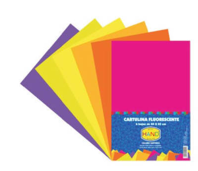 CARTULINA FLUORESCENTE 6 HOJAS 25x35cms.