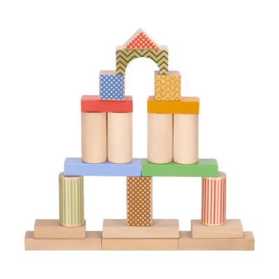 TARRO CON BLOQUES DE MADERA 45 PIEZAS