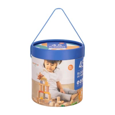 TARRO CON BLOQUES DE MADERA 45 PIEZAS