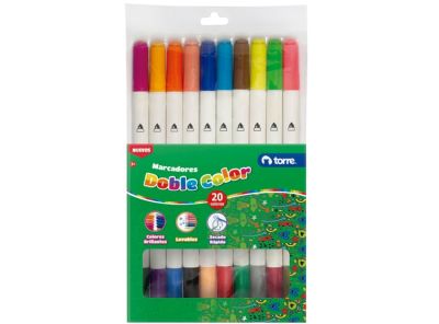 PLUMONES DOBLECOLOR 20 COLORES TORRE