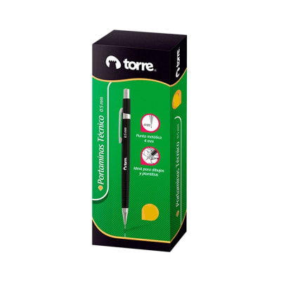 PORTAMINAS 0.5 MM METALICO NEGRO TORRE