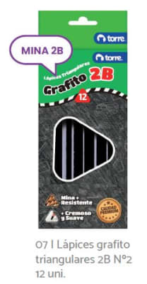 LAPICES GRAFITO TRI 2B 12 UNI TORRE