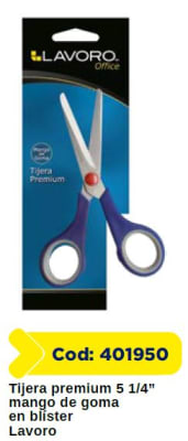 TIJERA PREMIUM 5 1/4 PULG. PLASTOMETAL BLISTER LAVORO