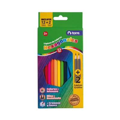 LAPICES 12 COL HEXAG + 2 GRAFITOS TORRE