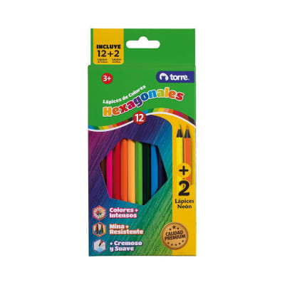 LAPICES 12 COL HEXAG + 2 NEON TORRE