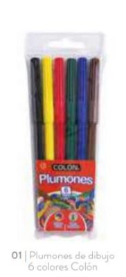 PLUMONES DIBUJO 6 COLORES COLÓN