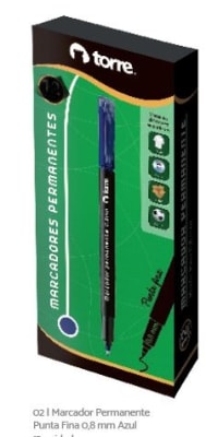 MARCADOR PERM PTA FINA 0.8 MM AZUL TORRE