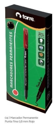 MARCADOR PERM PTA FINA 0.8 MM ROJO TORRE