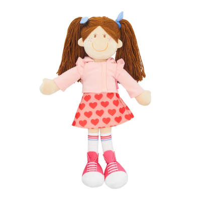 MUÑECA DE TELA JOSEFA 25X46 CM FALDA CORAZONES