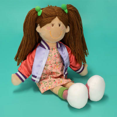 Muñeca de tela Josefa chaqueta lila