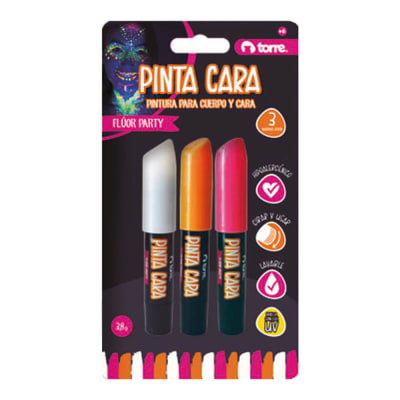 PINTA-CARAS PARTY FLUOR 3 COL TORRE