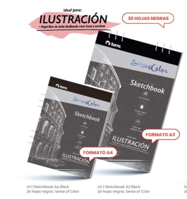 SKETCHBOOK A3 BLACK 30H TORRE