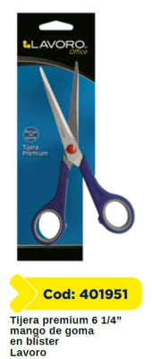 TIJERA PREMIUM 6 1/4 PULG. PLASTOMETAL BLISTER LAVORO