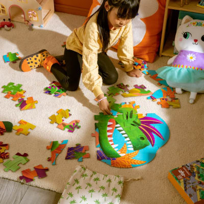 Puzzle de cartón 50 piezas Dinosaurio verde