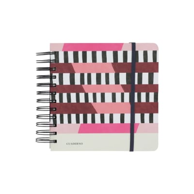Libreta espiral 160 hojas con líneas y cuadros pop rosa