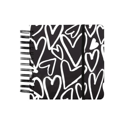 Libreta espiral 160 hojas con líneas y cuadros 17x3,5x17 cm
 corazones