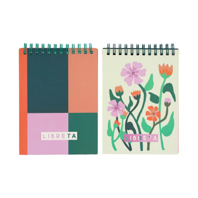 Libretas Espiral 80 Hojas c/u 1 con Puntos-1 con Líneas 11x16 cm colores