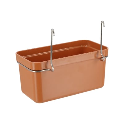 CANASTO DE PLÁSTICO ABS CON SOPORTE COLGANTE 25,5X15X21,5 CM CAFÉ