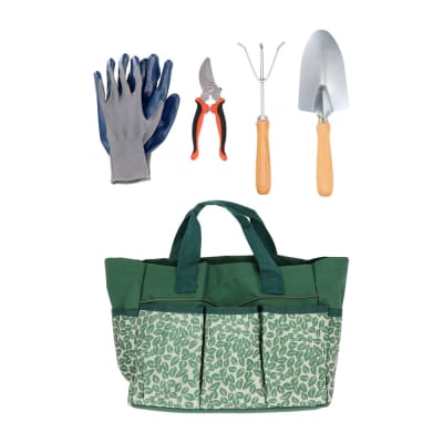 BOLSO Y HERRAMIENTAS JARDINERÍA VERDE 30X15X25 CM