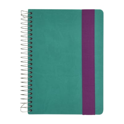 CUADERNO PU 15X21  TURQUESA ELASTICO MORADO