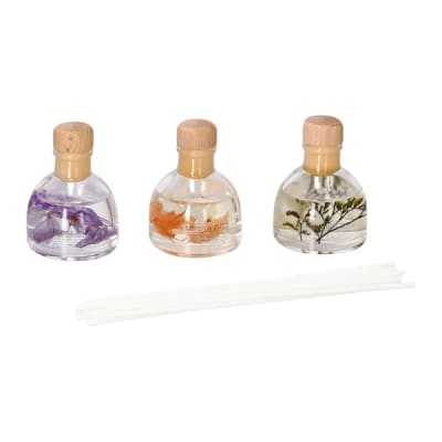 Set de 3 difusores aromaticos con flor decorativo
