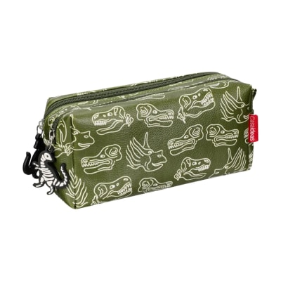 ESTUCHE PU DOBLE CIERRE VERDE DINOSAURIO