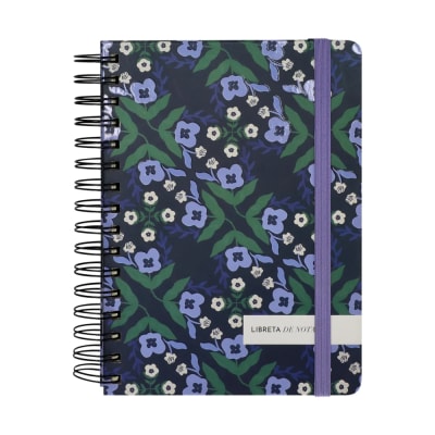 CUADERNO IMPRESO 15X21 FLORES AZULES