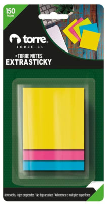BL. TORRE NOTES EXTRA STICKY 3 COLORES