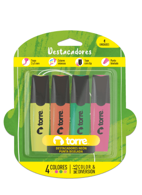 BL. DESTACADORES 4 COLORES NEON TORRE