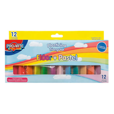 PLASTICINA PROARTE PASTEL + FLUOR 12 COL TRIANGULA